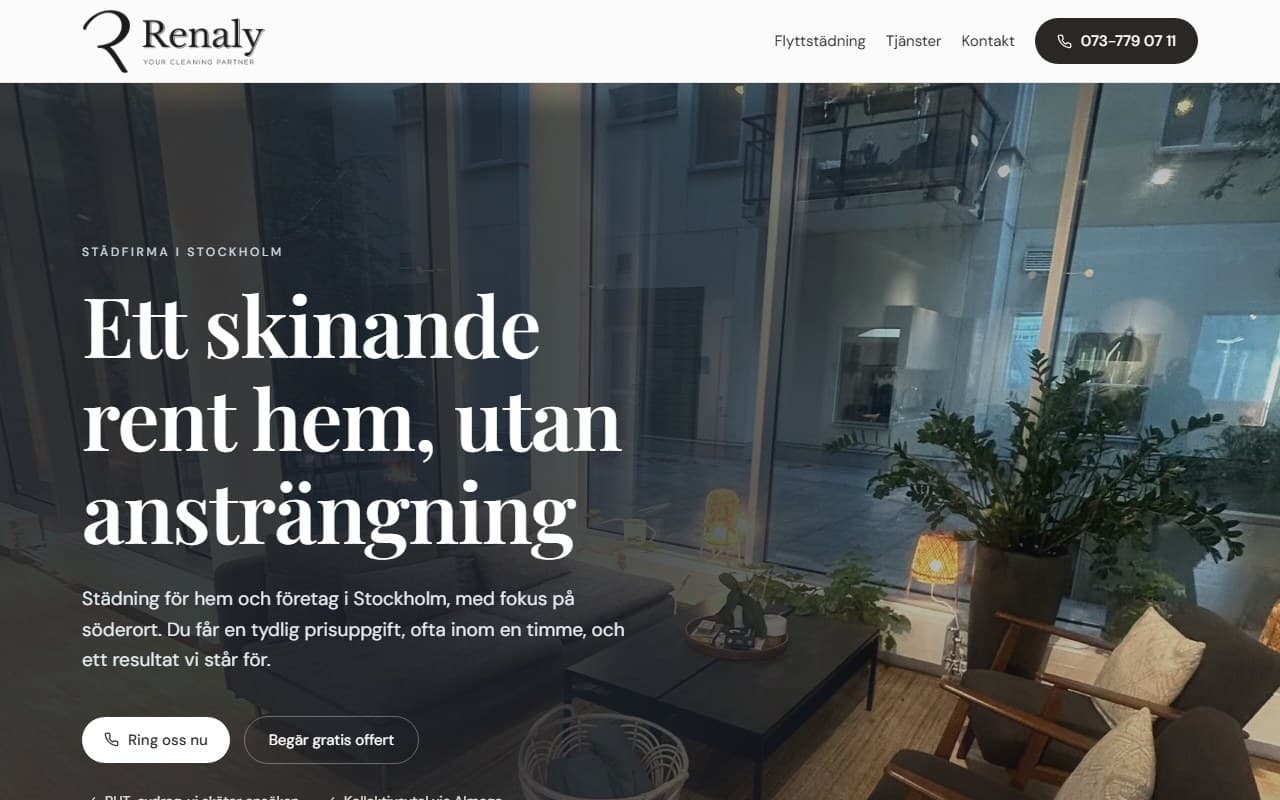 Förhandsvisning av Renalys hemsida