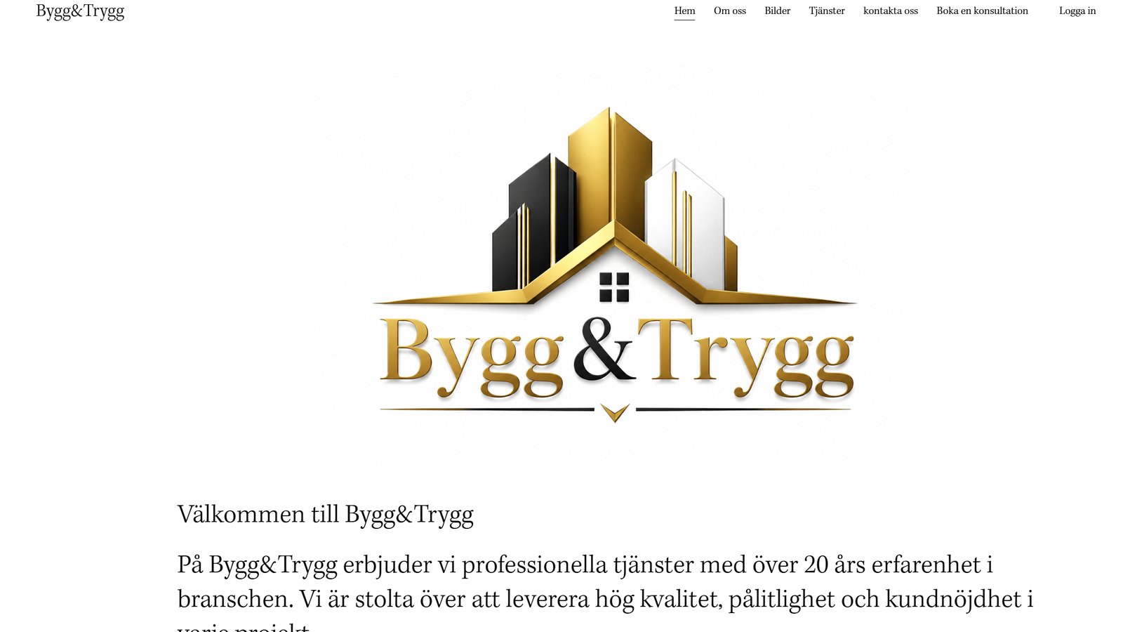 Bygg & Tryggs tidigare webbplats